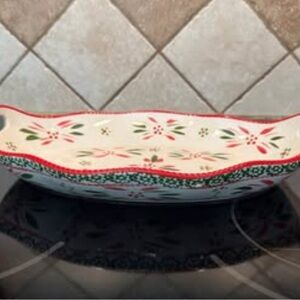 Festive Floral Ceramic Serving Dish